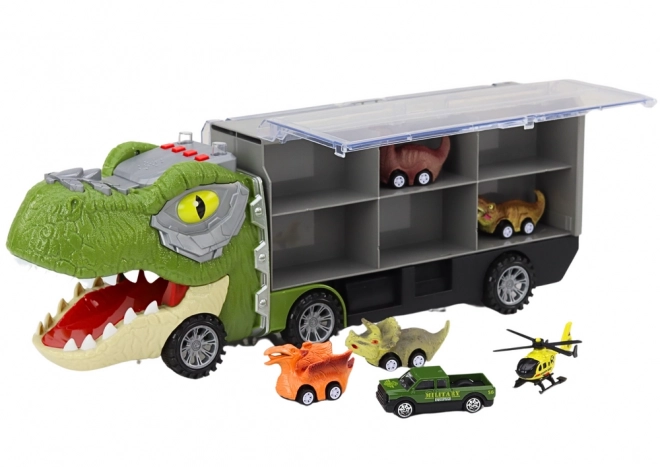 Dinosaur Transport Lastbil 6stk Lys Lyd Grøn