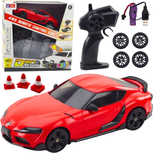 RC-driftauto 4WD med udskiftelige hjul – rød