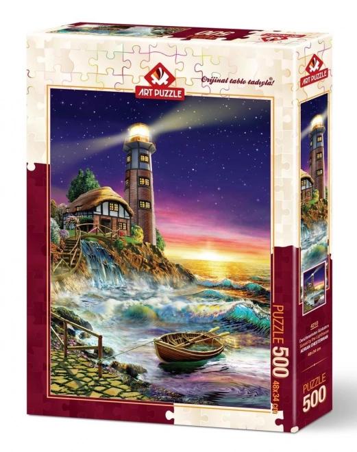 ART PUZZLE Solnedgang ved fyret 500 brikker