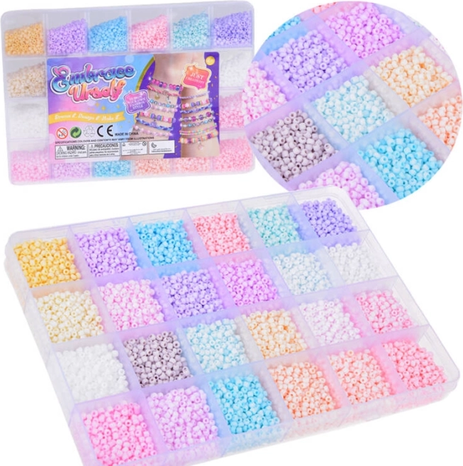 Pastelfarvede perler til venskabsarmbånd, 24 farver