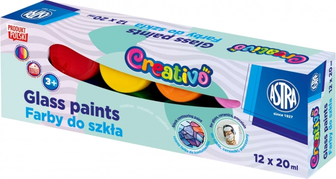 ASTRA CREATIVO glasfarver 12×20 ml