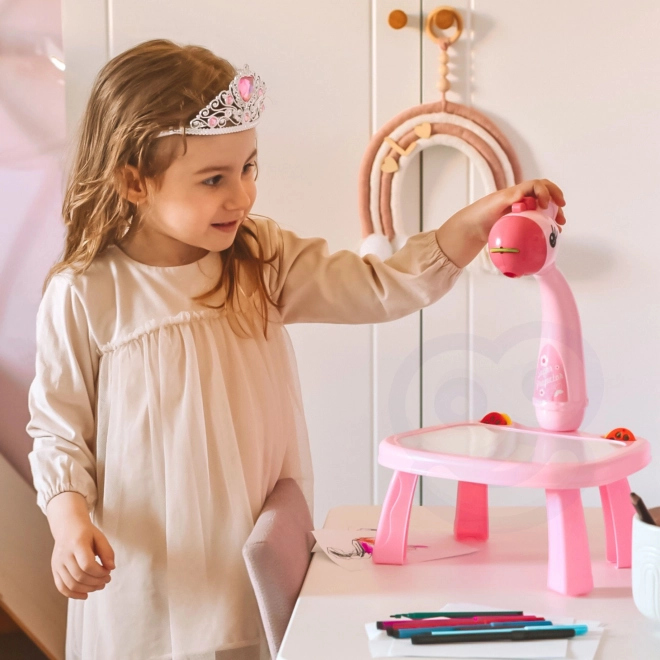 Tegnebræt Projektor Pink Giraf med Markører