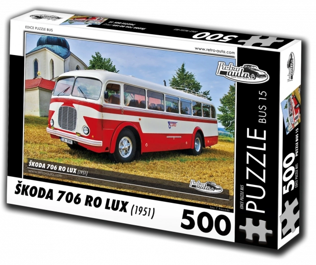 Retro-bil puslespil – bus Škoda 706 RO Lux (1951) 500 brikker