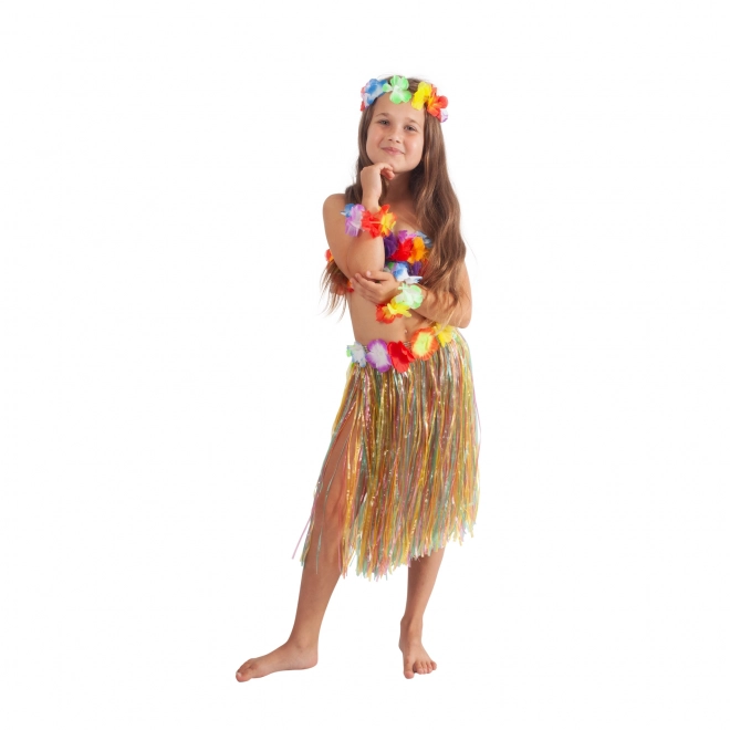 Hawaii nederdel farverig 45 cm børn