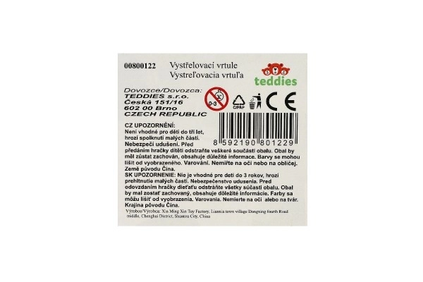 Affyringsdisk 3 stk + starter pistol plast 4 farver på kort 21,5x26x6cm