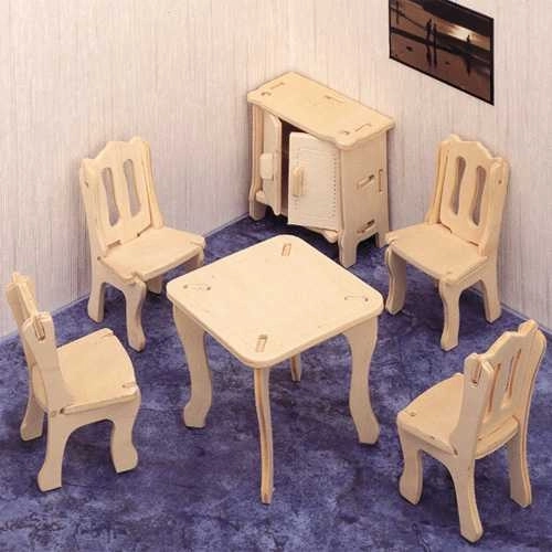 Woodcraft træ 3D puslespil spisestue