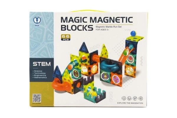Magnetisk byggesæt plastik 66 stk i kasse 31x25x8cm