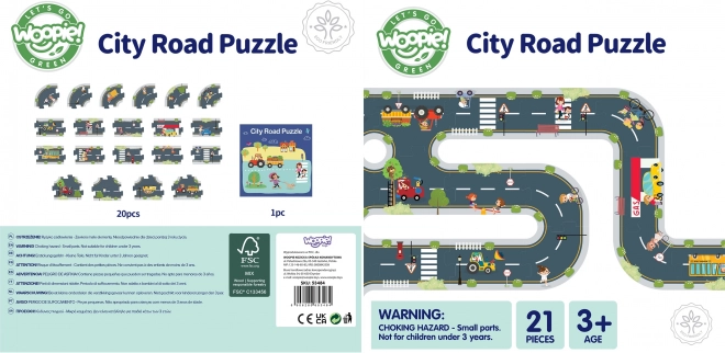 Woopie Green bypuzzle til børn - Racerbane