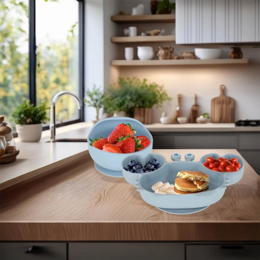 Stabil tallerken og skål med sugekop