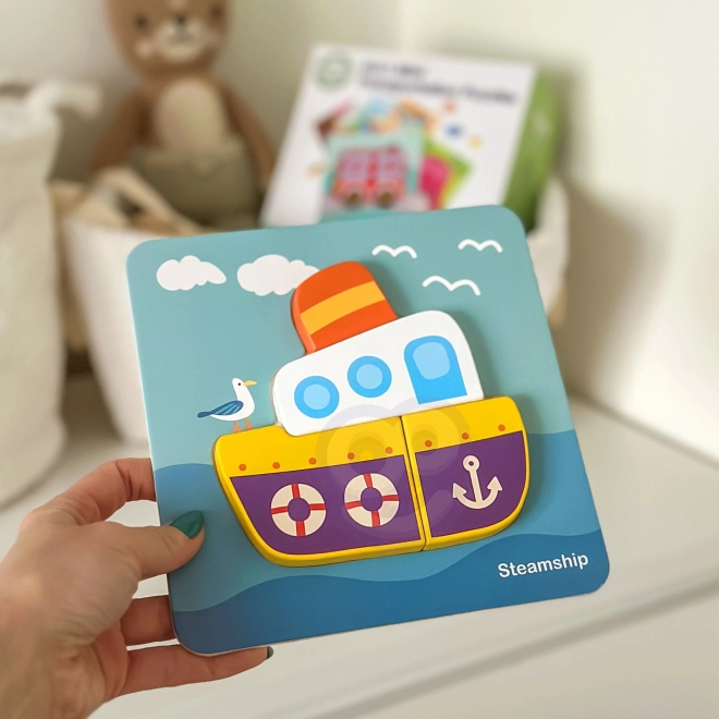 Woopie træpuslespil køretøjer Montessori FSC