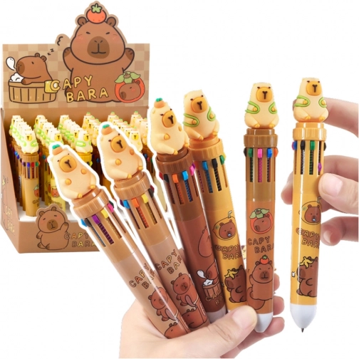 Flerfarvet pen med kapybara-figur