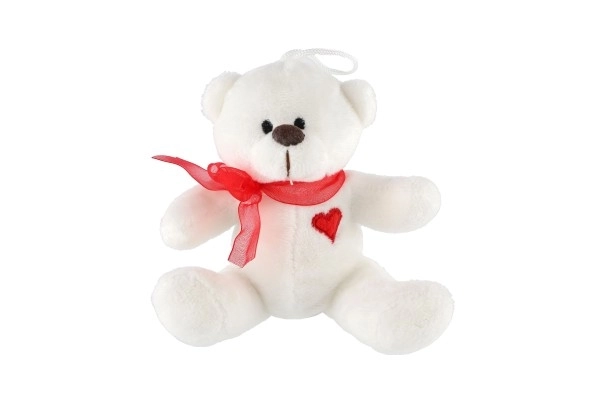 Plys bamse med sløjfe og hjerte 12 cm