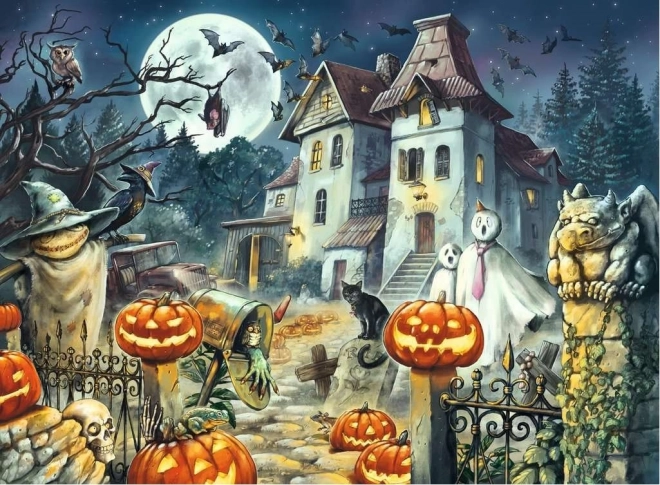 Halloween puslespil med hus 300 brikker Ravensburger