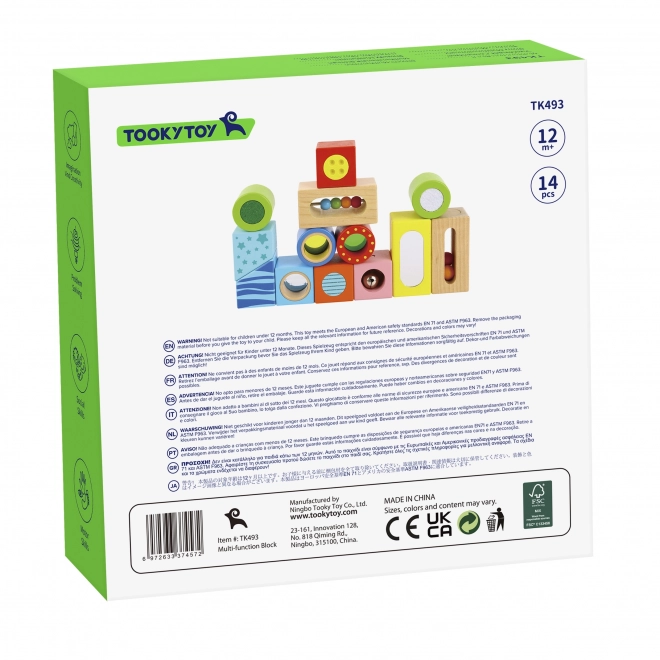 Tooky Toy træ multifunktionelle sensoriske klodser