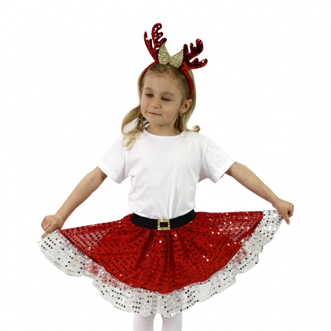 Børnekostume TUTU nederdel juleelg med pandebånd