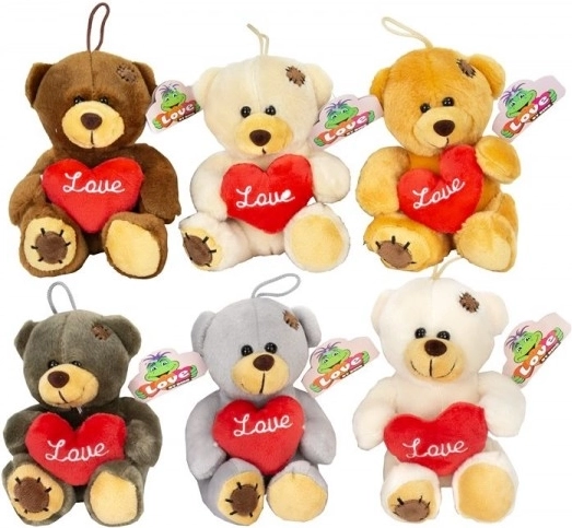 Plysset bamse med hjerte Love 14 cm