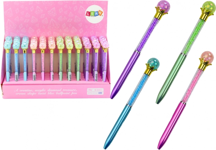 Kuglepen med diamantkugle, blå refill 0,7 mm, mix af farver
