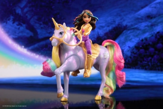 Lysende enhjørning og figur Sophia & Wildstar