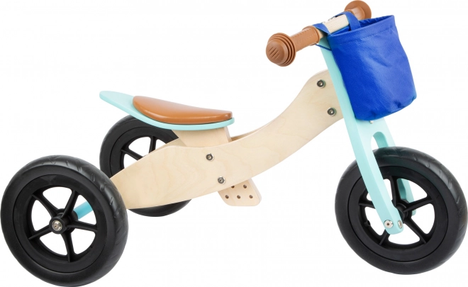 Træ balancecykel Maxi turkis til børn 2-i-1