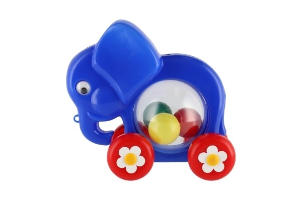 Elefant med bolde, træklegetøj, plastik 20x18x9,5cm i pose 12m+