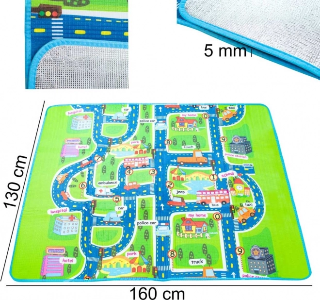 Foldbar børnelegeplads skummåtte med gademotiv 160 x 130 cm