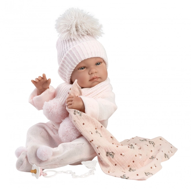 Llorens 84338 NEW BORN PIGE - realistisk dukke baby med fuldt vinylkrop - 43 cm