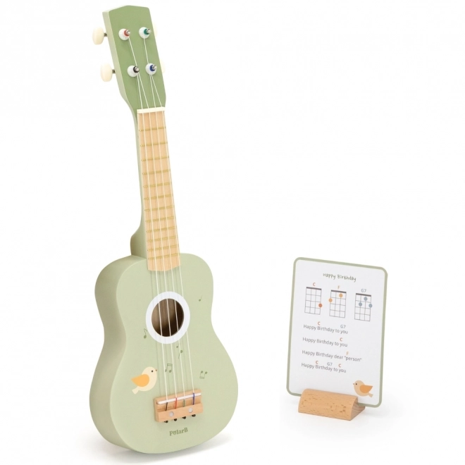 Træ-ukulele til børn grøn med noder
