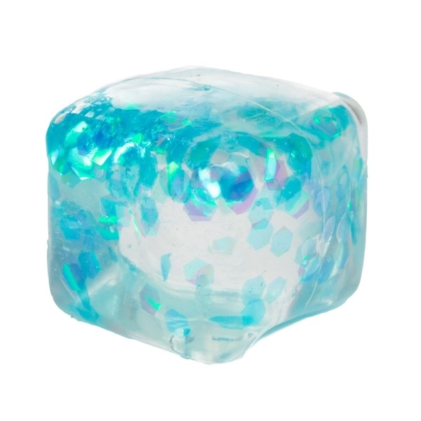 Anti-stress kube klem-slim 6x6 cm 4 farver i pose 12 stk i boks