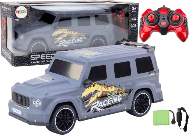 RC-bil med dinosaurmotiv 1:10, grå