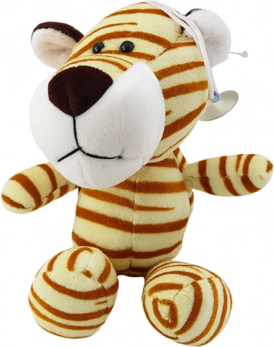 Plysbamse-tiger med sugekop, cremefarvet, 23 × 12 cm
