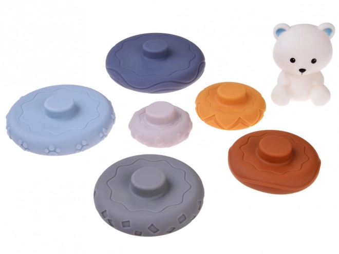 Bløde gummi sensoriske blokke pyramide puslespil med bamse ZA4819