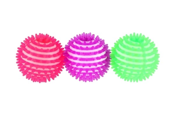 Massagebold antistress gummi 8cm med lys 6 stk i boks