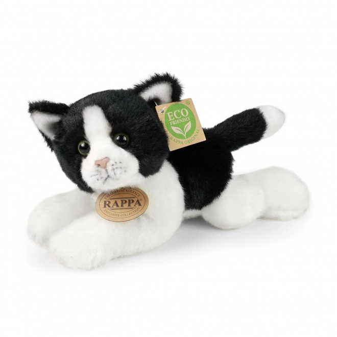 Plys kat sort-hvid liggende 16 cm ØKOLOGISK VENLIG