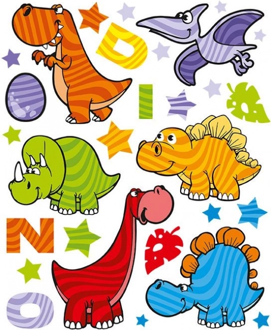 Farverige dinosaurklistermærker