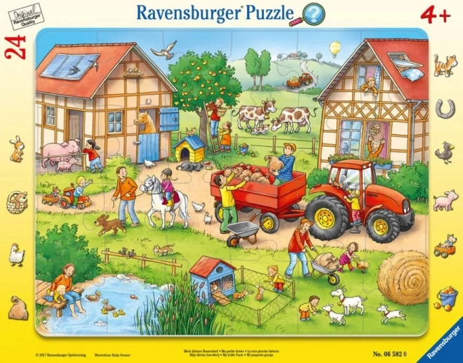 Børnepuslespil i ramme 24 brikker Min lille gård Ravensburger