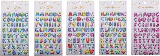 Alfabetklistermærker med glitter 23 × 11 cm