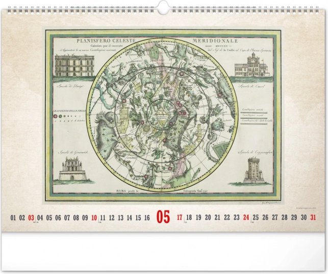 Vægkalender Gamle kort 2026