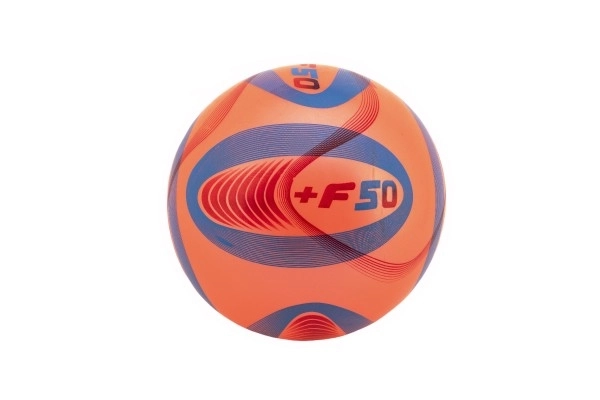 Farverig umalet gummibold i net - 23 cm