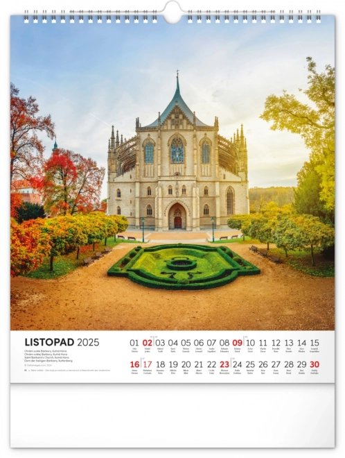 NOTIQUE Vægkalender Tjekkiet 2025, 30 x 34 cm