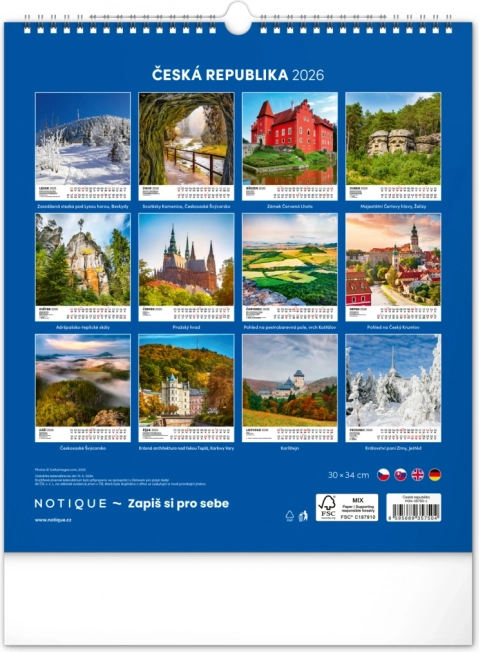 Vægkalender Tjekkiet 2026
