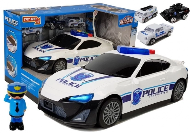 Politibil med garage 2i1 med lyd og lys