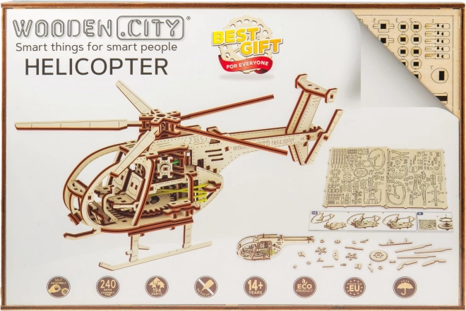 Træ 3D puslespil helikopter