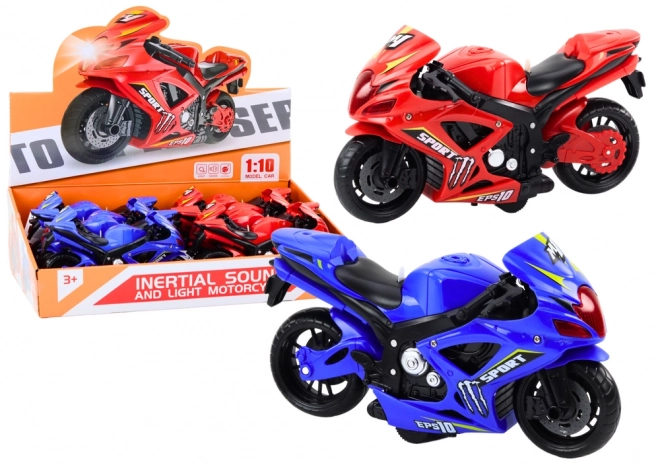 Sportsmotorcykel med friktionsdrev, lys og lyd, 2 farver