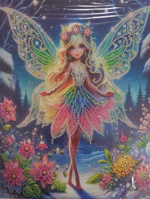 Diamantmaling på lærred Vinterfe 23x30 cm