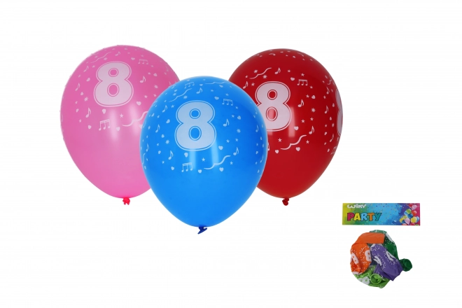Oppustelig balloner med nummer 8 30 cm - sæt af 5 stykker