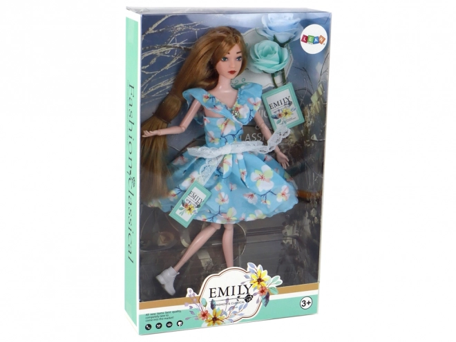 Emily Baby Doll Forårs lange hår Blå kjole Blomst