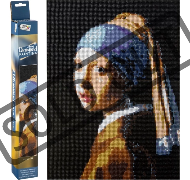 Diamantmaling GRAFIX – Pigen med perlen 40 × 50 cm
