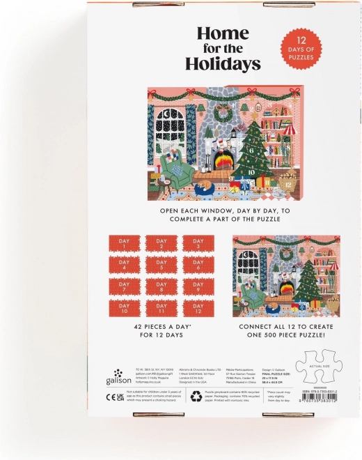 GALISON Puslespil Julekalender Hjem til Jul 12x42 brikker