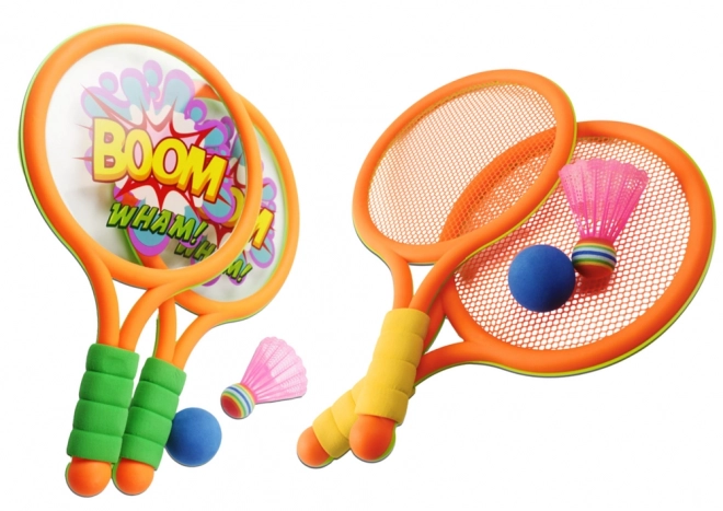 Børne badmintonketchere Dinosaurer Orange Grøn