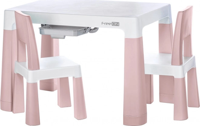 Plastbord med stole FREEON Neo hvid og rosa
